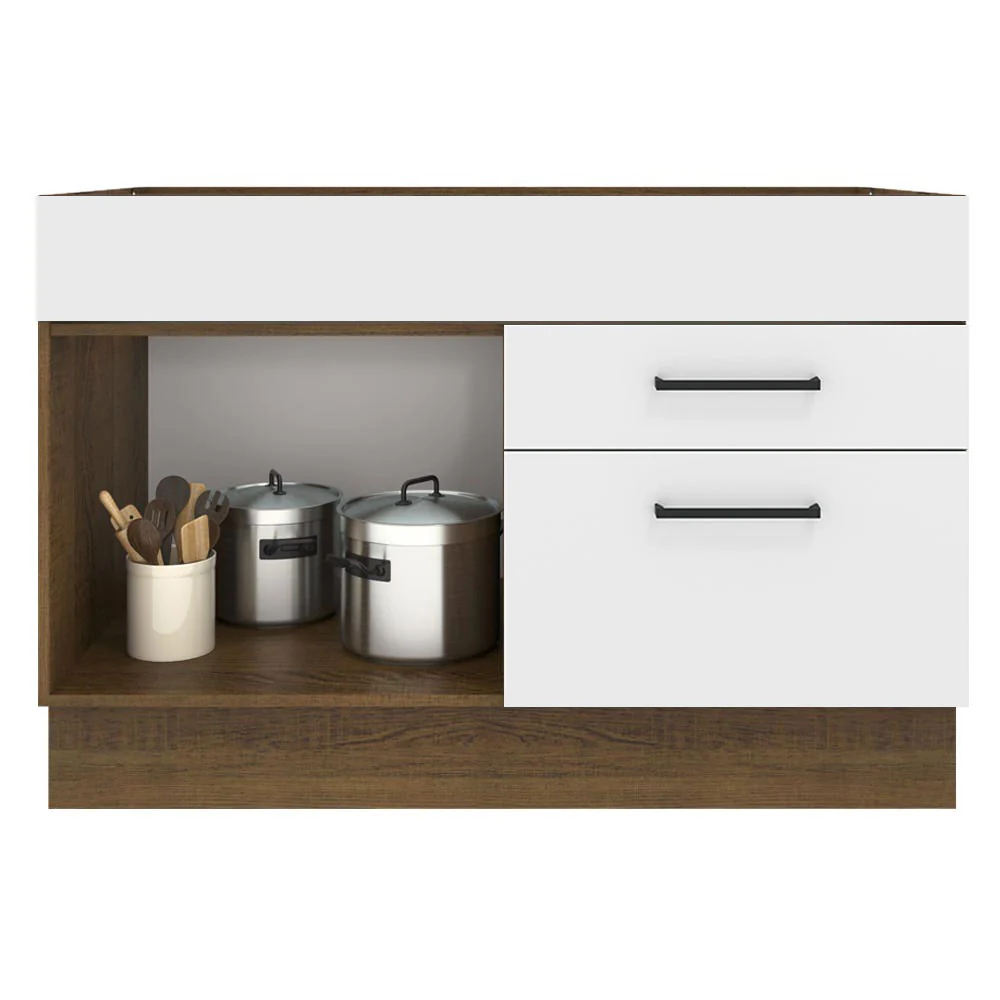 Balcão de Pia Madesa Agata 1 Porta e 2 Gavetas Rustic/Branco - Image 3