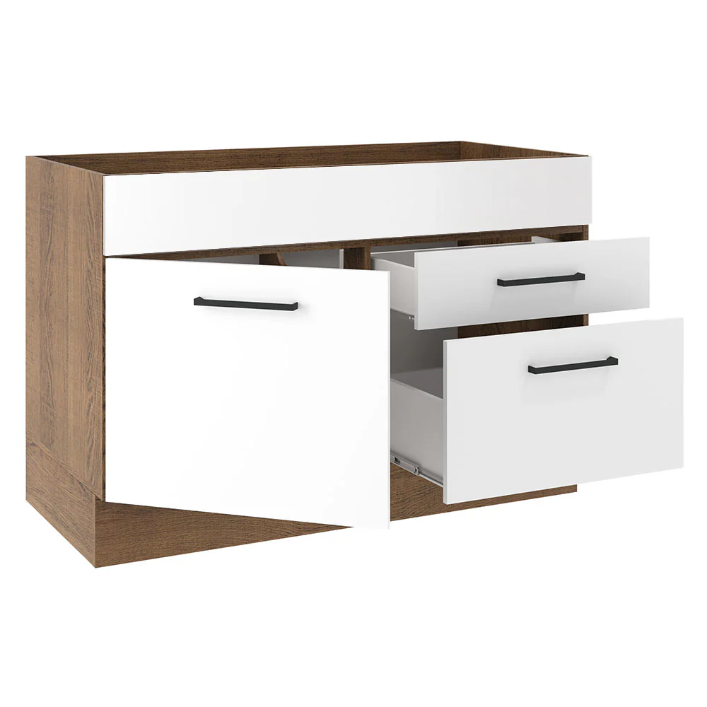 Balcão de Pia Madesa Agata 1 Porta e 2 Gavetas Rustic/Branco - Image 4