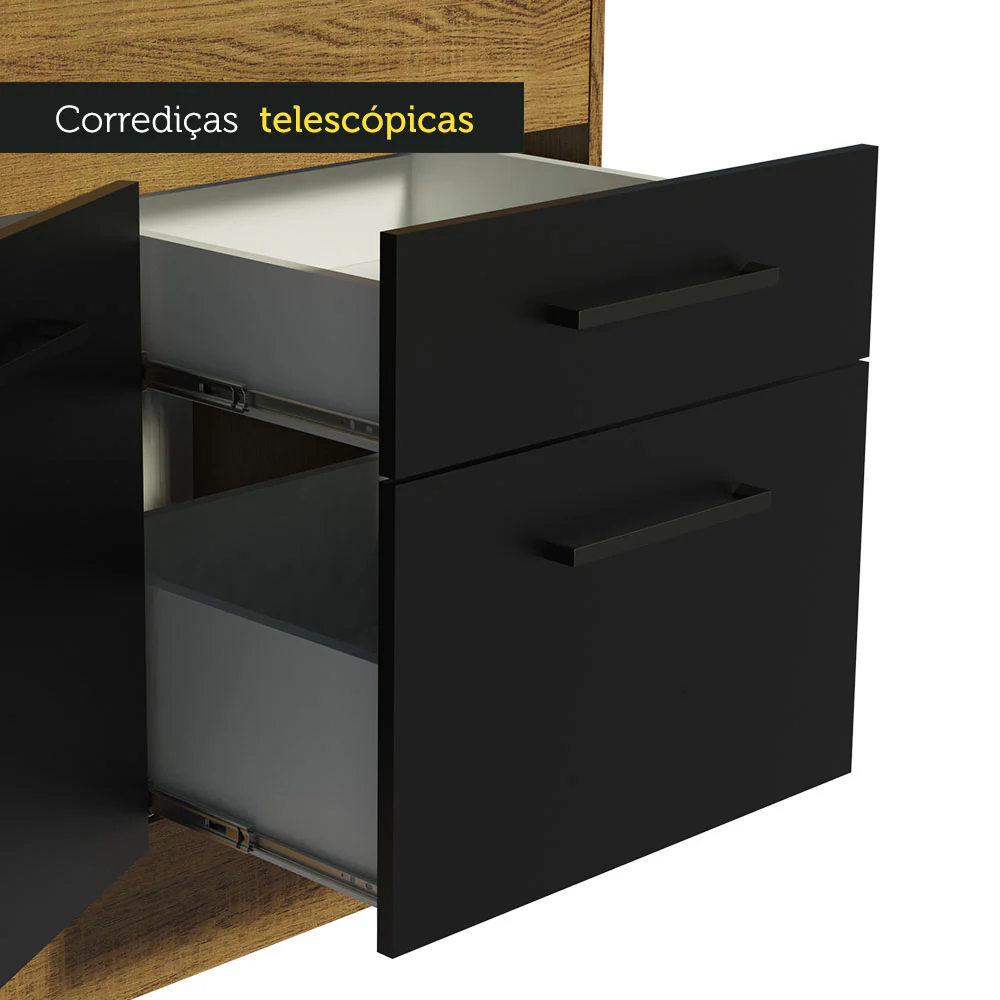 Balcão de Pia Madesa Agata 150 cm 2 Portas e 2 Gavetas (Sem Tampo e Pia) Rustic/Preto - Image 8