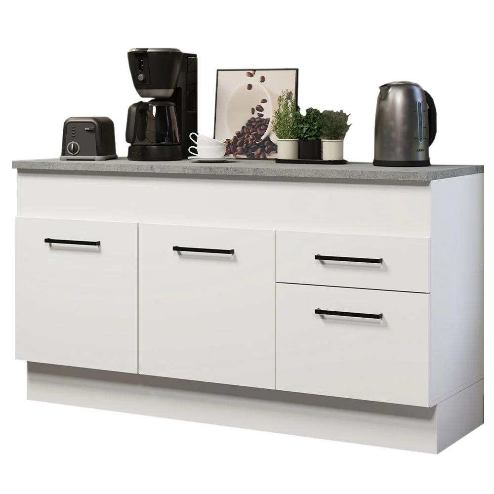 Balcão Madesa Agata 150 cm 2 Portas e 2 Gavetas (Com Tampo) Branco - Image 2