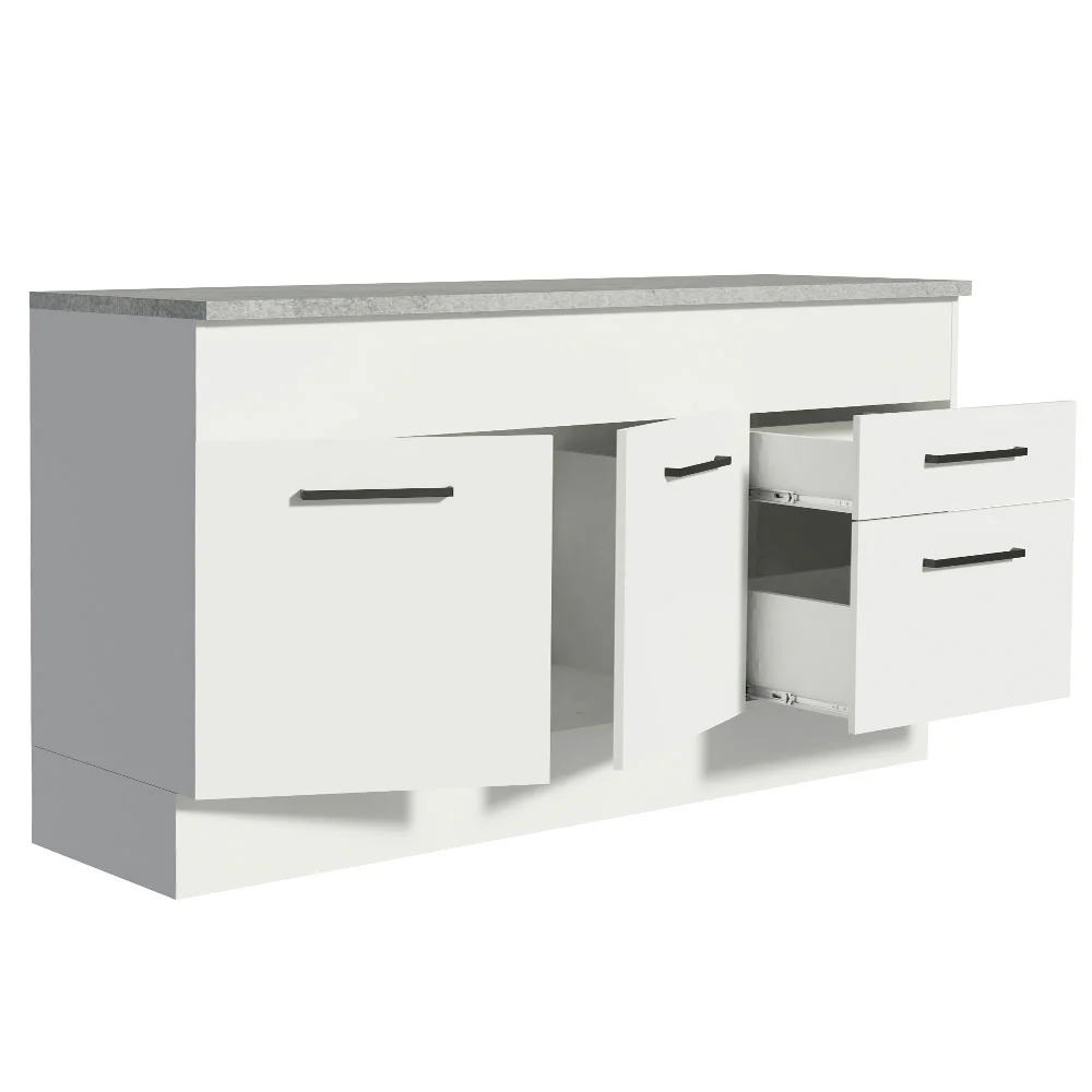 Balcão Madesa Agata 150 cm 2 Portas e 2 Gavetas (Com Tampo) Branco - Image 4