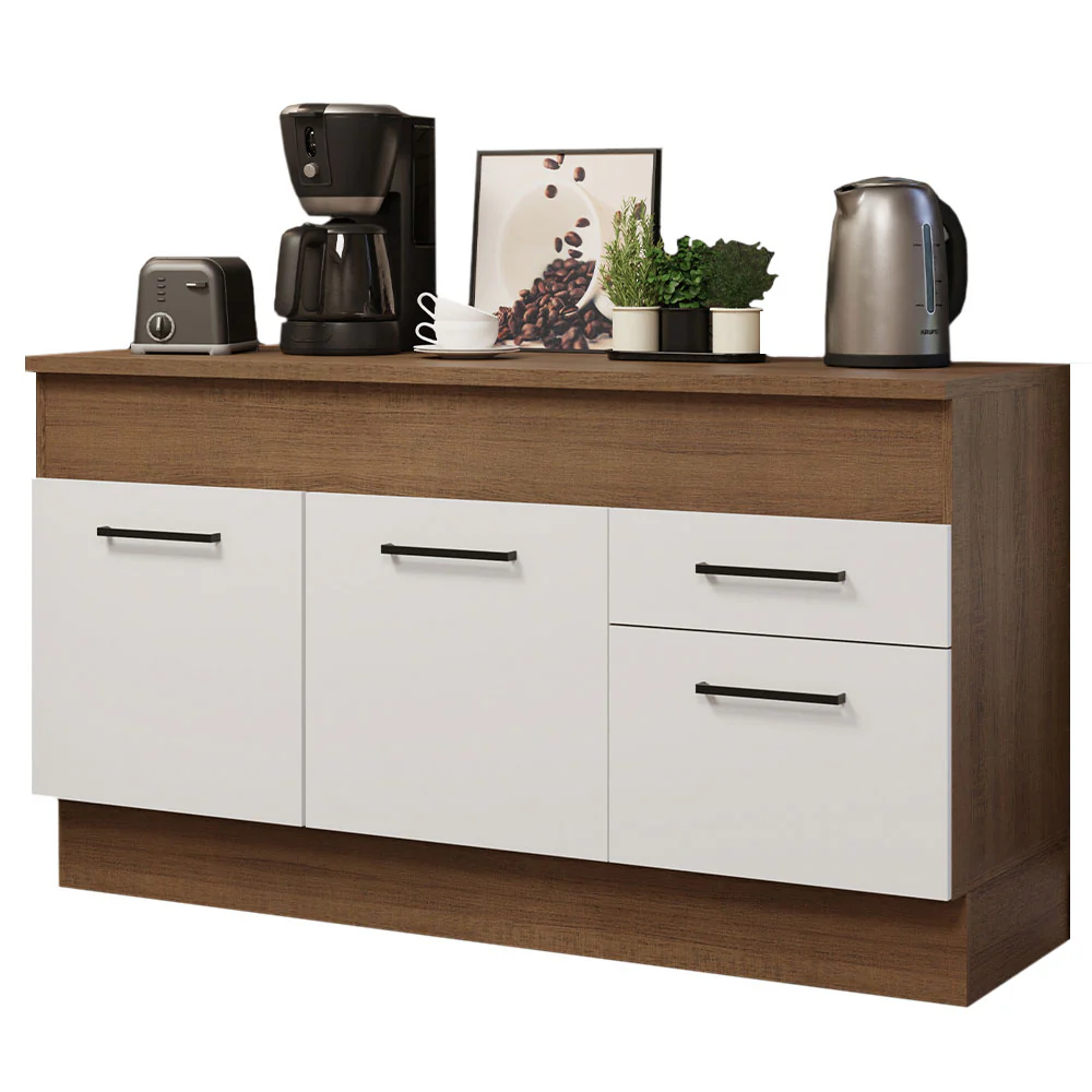Balcão Madesa Agata 150 cm 2 Portas e 2 Gavetas (Com Tampo) Rustic/Branco - Image 2