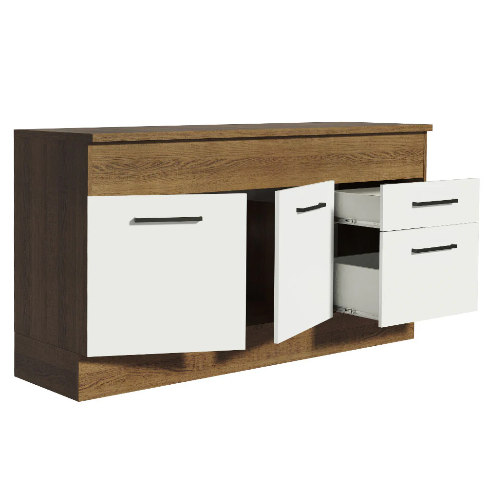 Balcão Madesa Agata 150 cm 2 Portas e 2 Gavetas (Com Tampo) Rustic/Branco - Image 4