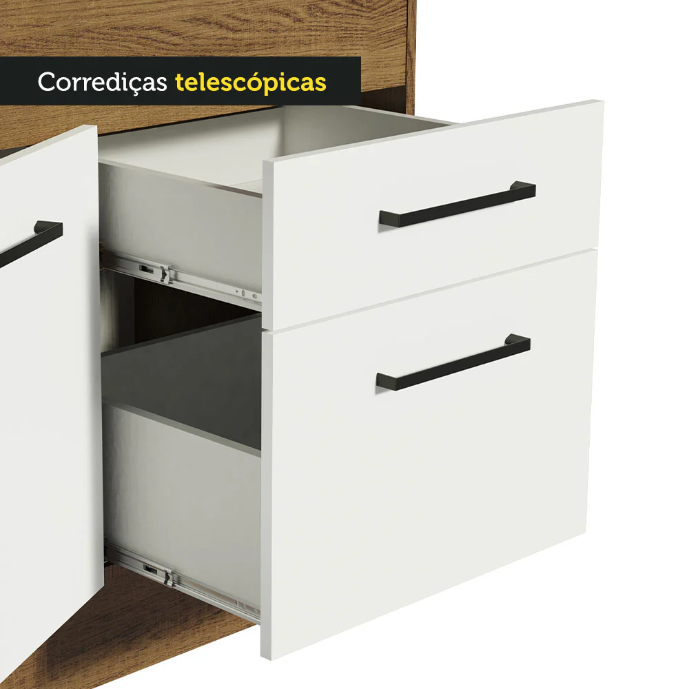 Balcão Madesa Agata 150 cm 2 Portas e 2 Gavetas (Com Tampo) Rustic/Branco - Image 8