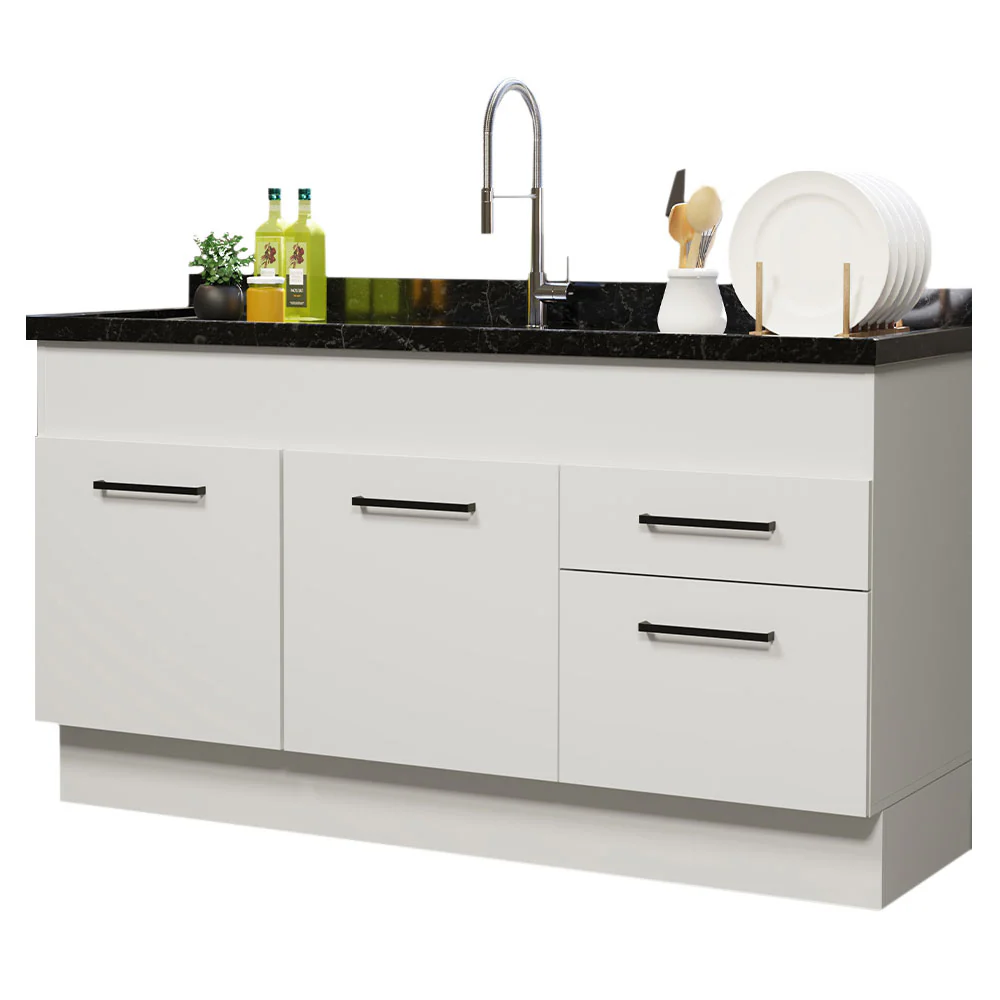 Balcão de Pia Madesa Agata 150 cm 2 Portas e 2 Gavetas (Sem Tampo e Pia) Branco - Image 2