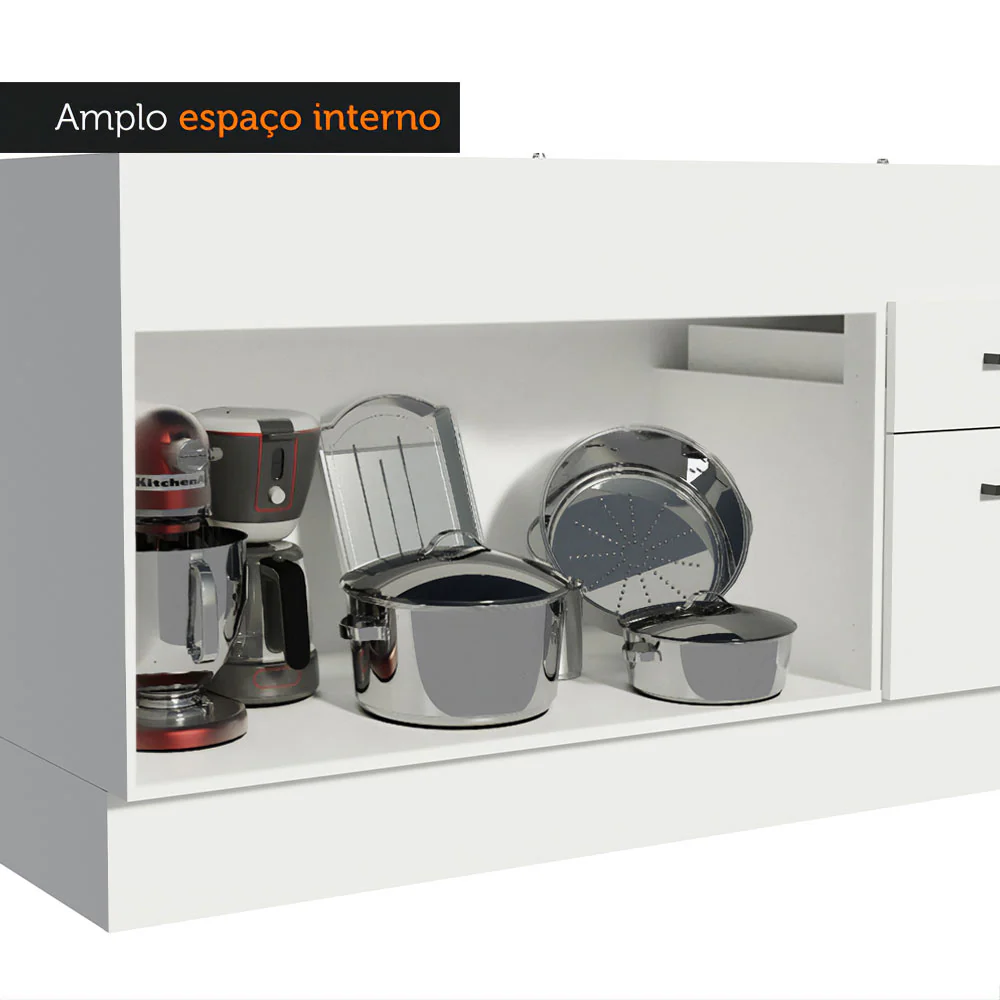 Balcão de Pia Madesa Agata 150 cm 2 Portas e 2 Gavetas (Sem Tampo e Pia) Branco - Image 7