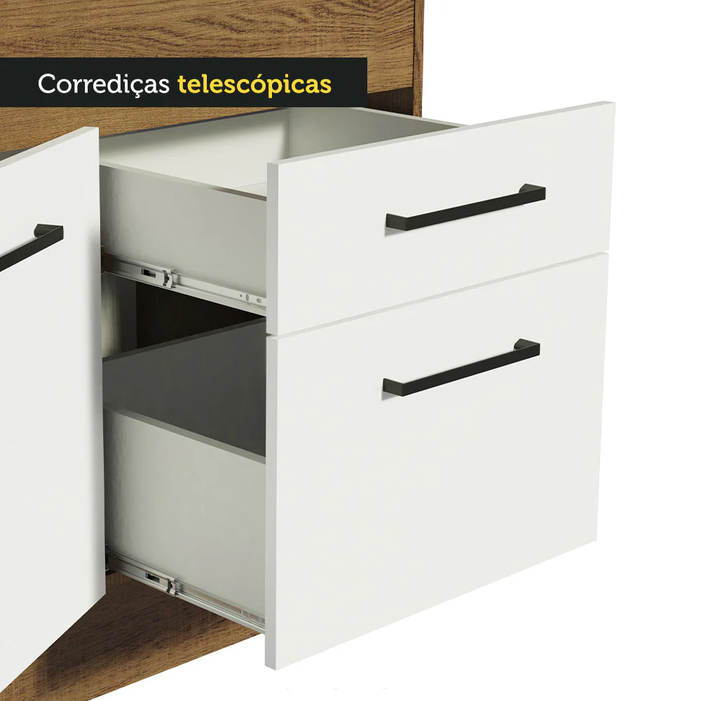 Balcão de Pia Madesa Agata 150 cm 2 Portas e 2 Gavetas (Sem Tampo e Pia) Rustic/Branco - Image 8