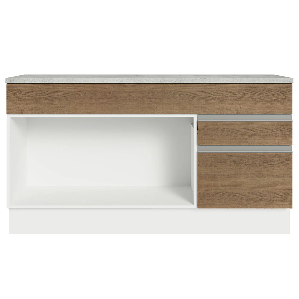 Balcão Gabinete Madesa Glamy 150 cm 2 Gavetas 2 Portas (Com Tampo) Branco/Rustic - Image 12