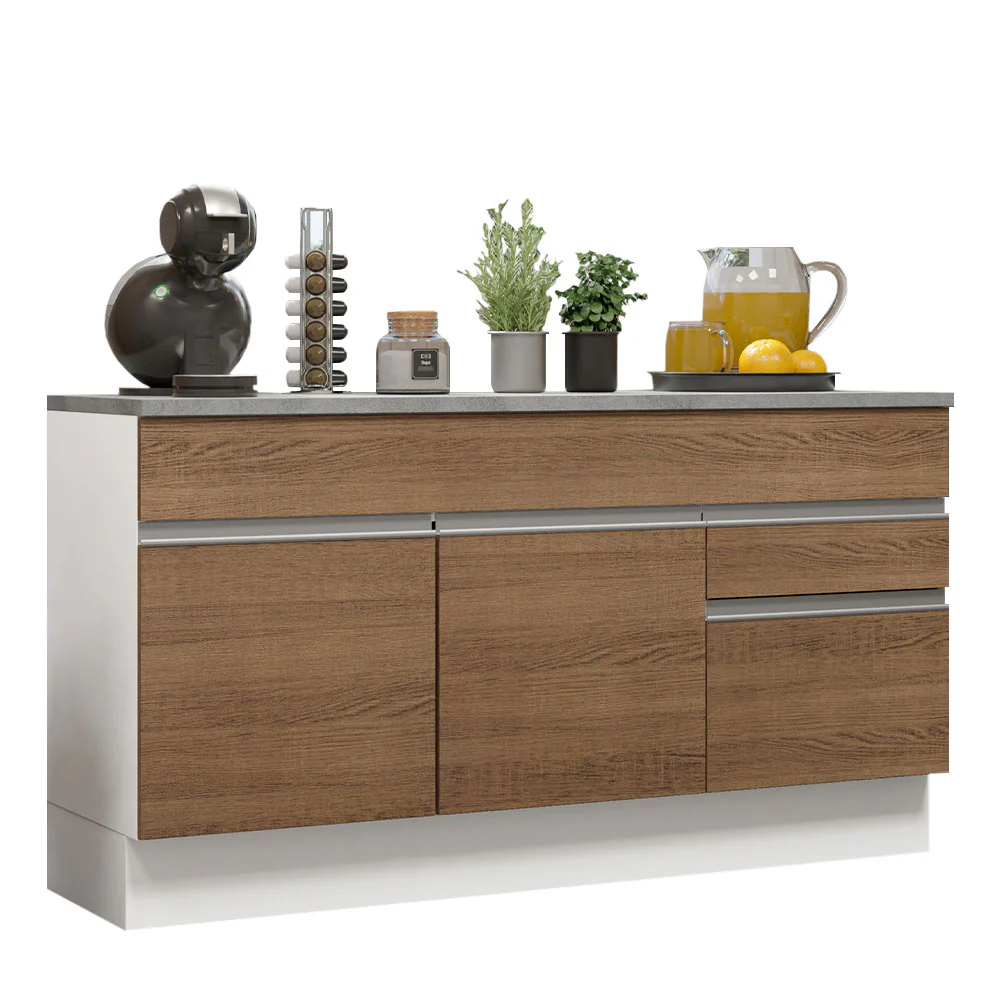 Balcão Gabinete Madesa Glamy 150 cm 2 Gavetas 2 Portas (Com Tampo) Branco/Rustic - Image 2