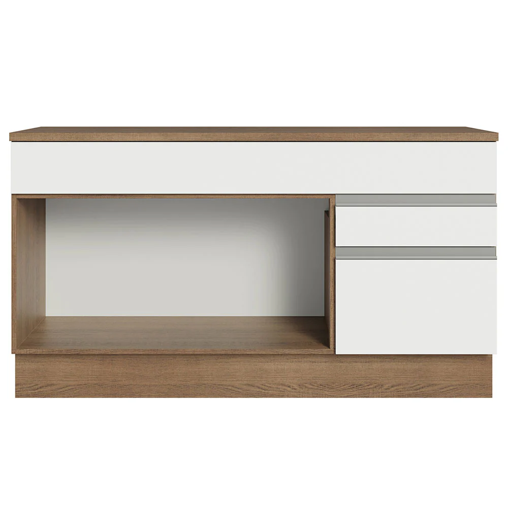 Balcão Gabinete Madesa Glamy 150 cm 2 Gavetas 2 Portas (Com Tampo) Rustic/Branco - Image 12