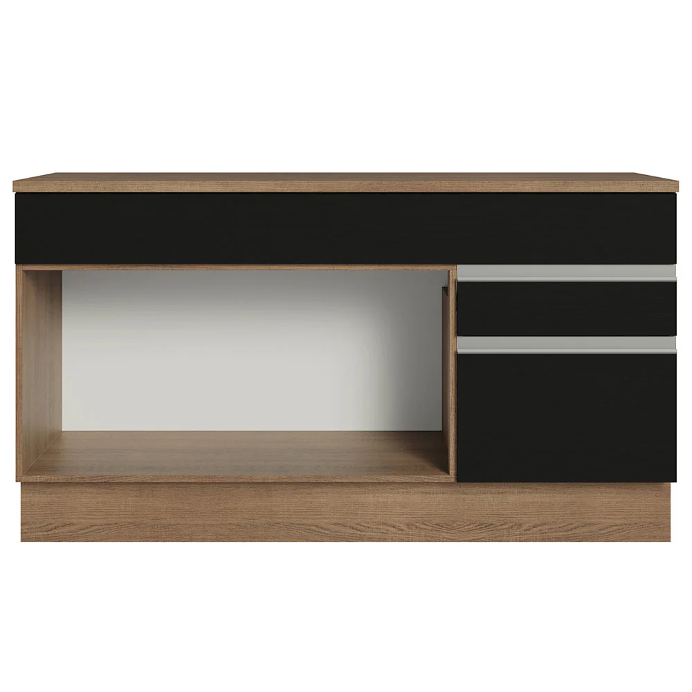 Balcão Gabinete Madesa Glamy 150 cm 2 Gavetas 2 Portas (Com Tampo) Rustic/Preto - Image 12