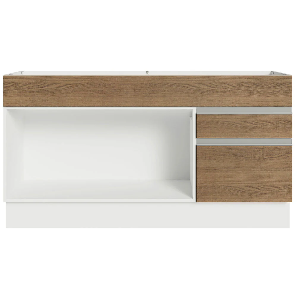 Balcão Gabinete de Pia Madesa Glamy 150 cm 2 Gavetas 2 Portas (Sem Tampo e Pia) Branco/Rustic - Image 12