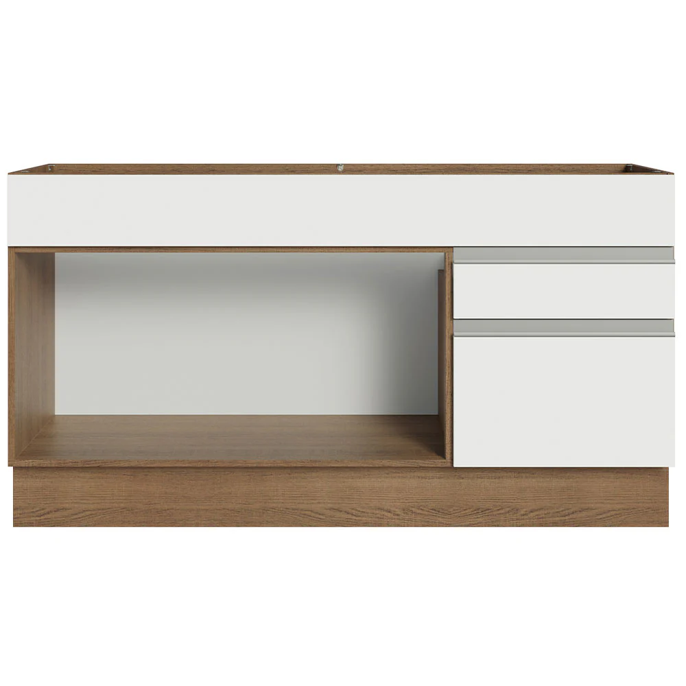 Balcão Gabinete de Pia Madesa Glamy 150 cm 2 Gavetas 2 Portas (Sem Tampo e Pia) Rustic/Branco - Image 12