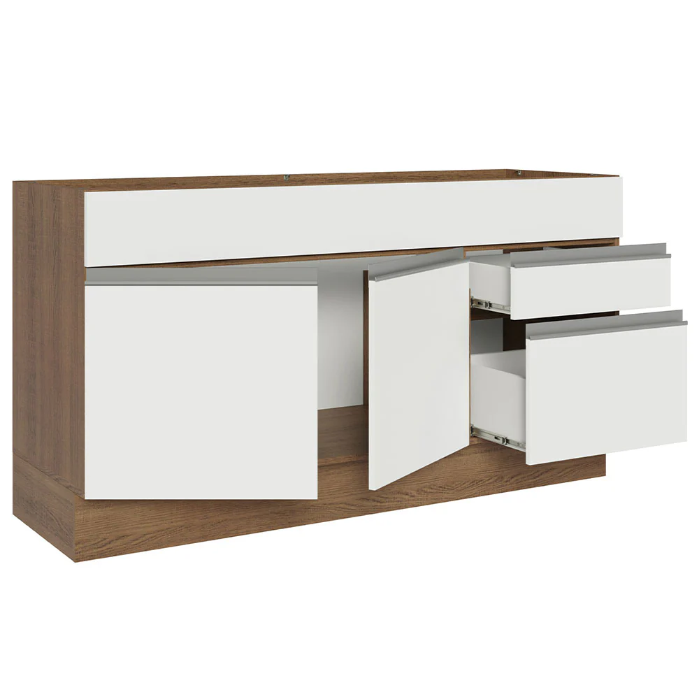 Balcão Gabinete de Pia Madesa Glamy 150 cm 2 Gavetas 2 Portas (Sem Tampo e Pia) Rustic/Branco - Image 5