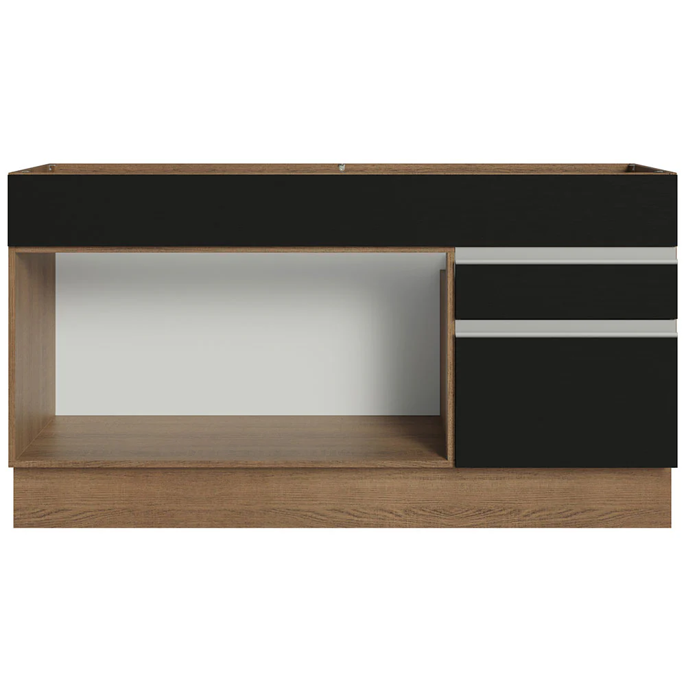 Balcão Gabinete de Pia Madesa Glamy 150 cm 2 Gavetas 2 Portas (Sem Tampo e Pia) Rustic/Preto - Image 12