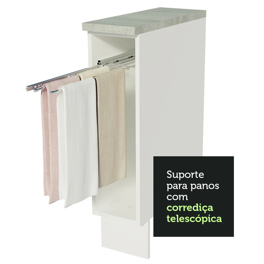 Balcão Porta-Pano 20 x 60 cm (Com Tampo) para Cozinhas Branco Madesa - Image 5