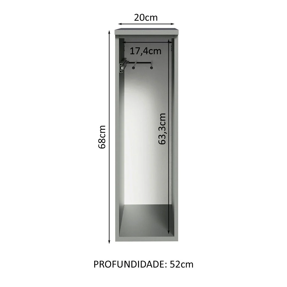 Balcão Porta-Pano 20 cm Suspenso Cinza Nice Madesa - Image 3