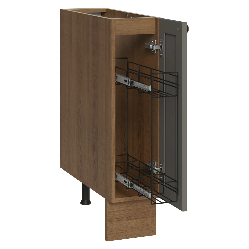Balcão Porta-Temperos 20x60 cm 1 Porta (Sem Tampo) Rustic/Cinza Vik Madesa - Image 2