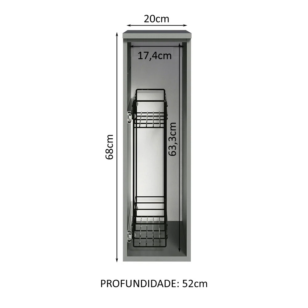 Balcão Porta-Temperos 20 cm Suspenso Cinza Nice Madesa - Image 3