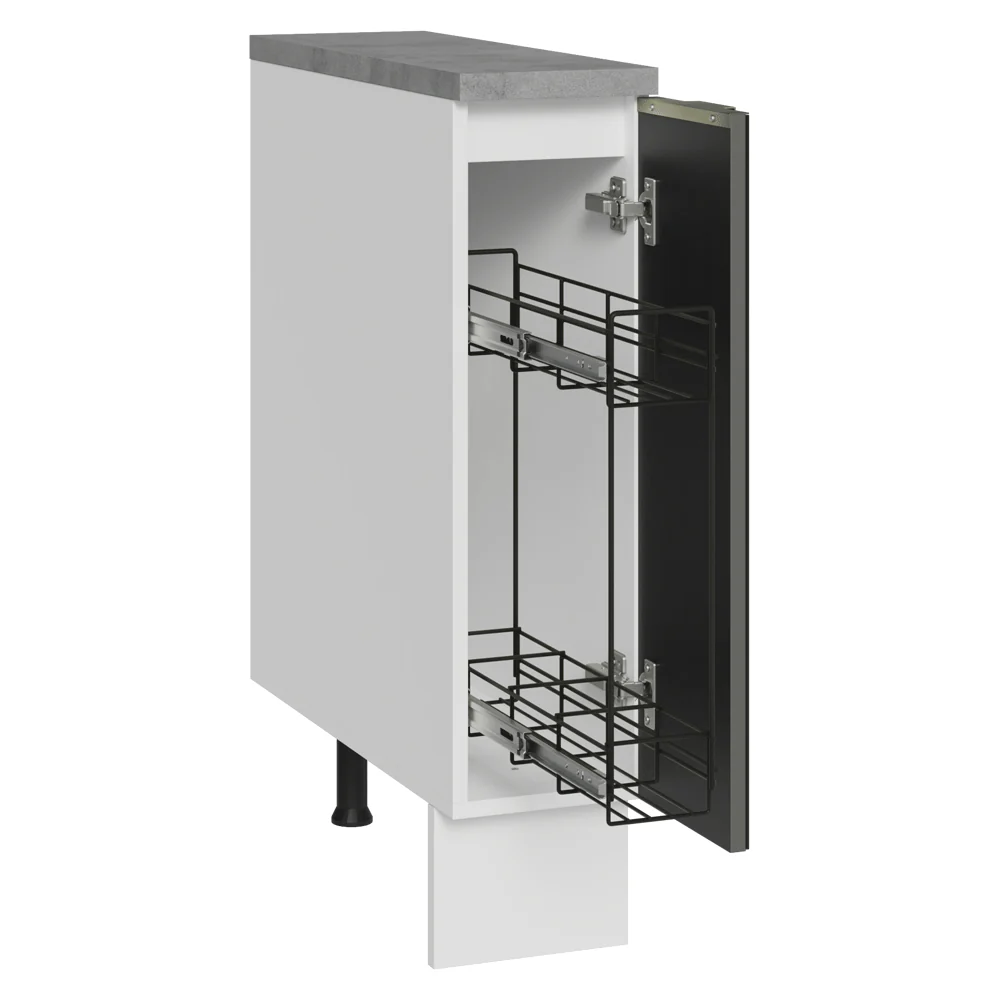 Balcão Porta-Temperos 20 x 60 cm 1 Porta (Com Tampo) Branco/Preto Lux Madesa - Image 2