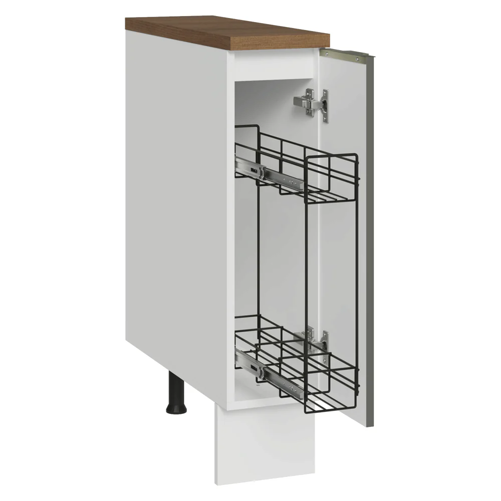 Balcão Porta-Temperos 20 x 60 cm 1 Porta (Com Tampo) Branco Veludo/ Rustic Lux Madesa - Image 2