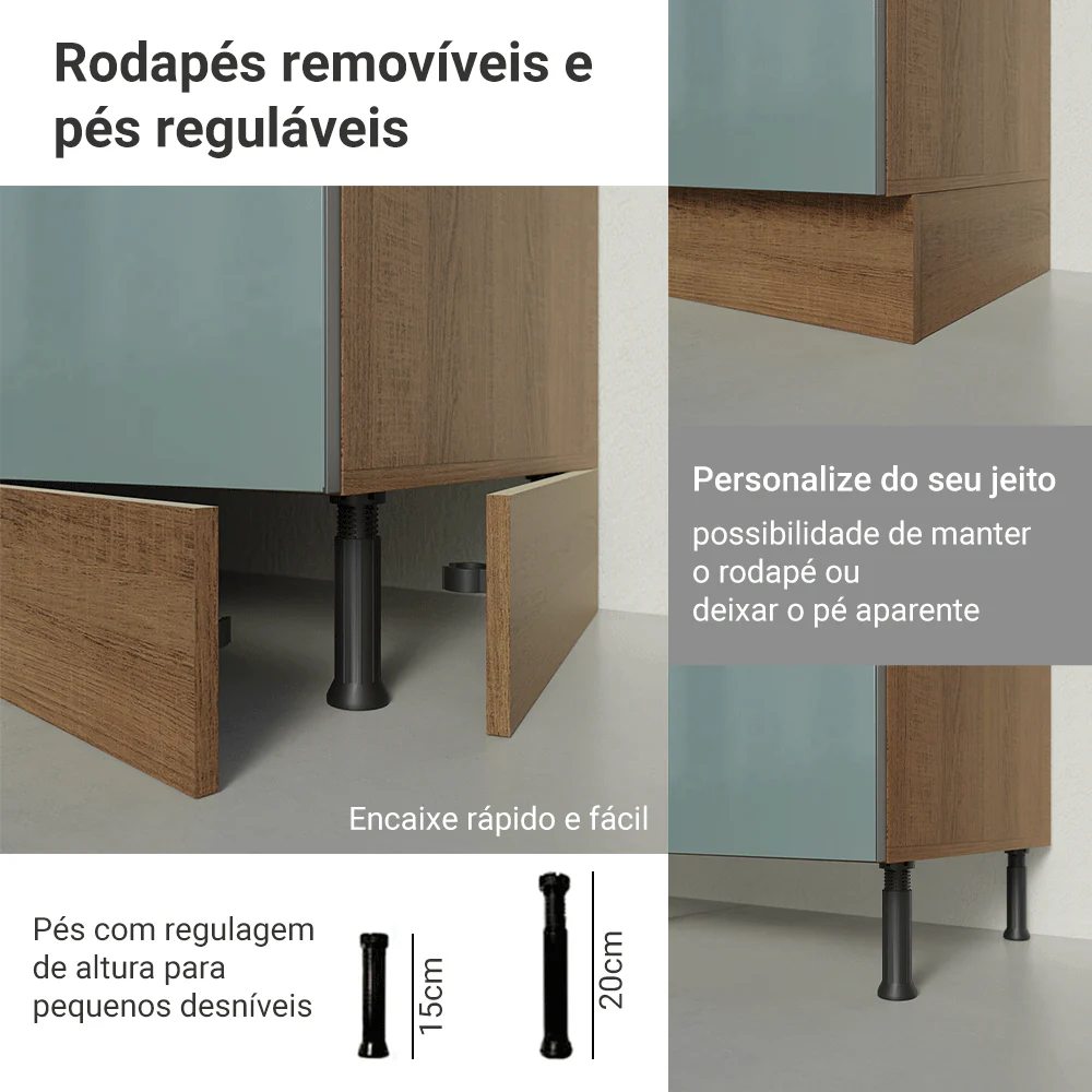 Balcão Porta-Temperos 20 x 60 cm 1 Porta (Com Tampo) Rustic/Cinza Lux Madesa - Image 8
