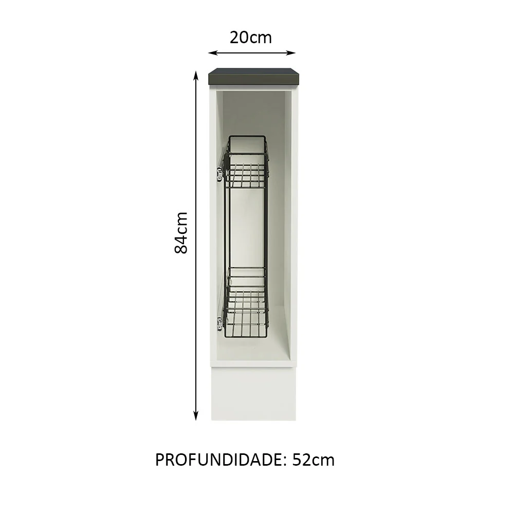 Balcão Porta-Temperos Madesa Acordes 100% MDF 20 cm (Com Tampo) Branco - Image 2