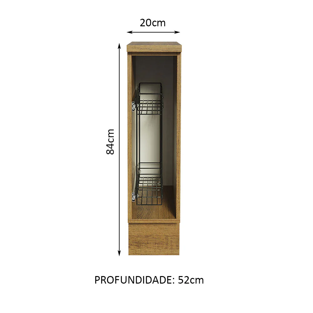 Balcão Porta-Temperos 20 cm (Com Tampo) para Cozinhas Rustic Madesa - Image 2
