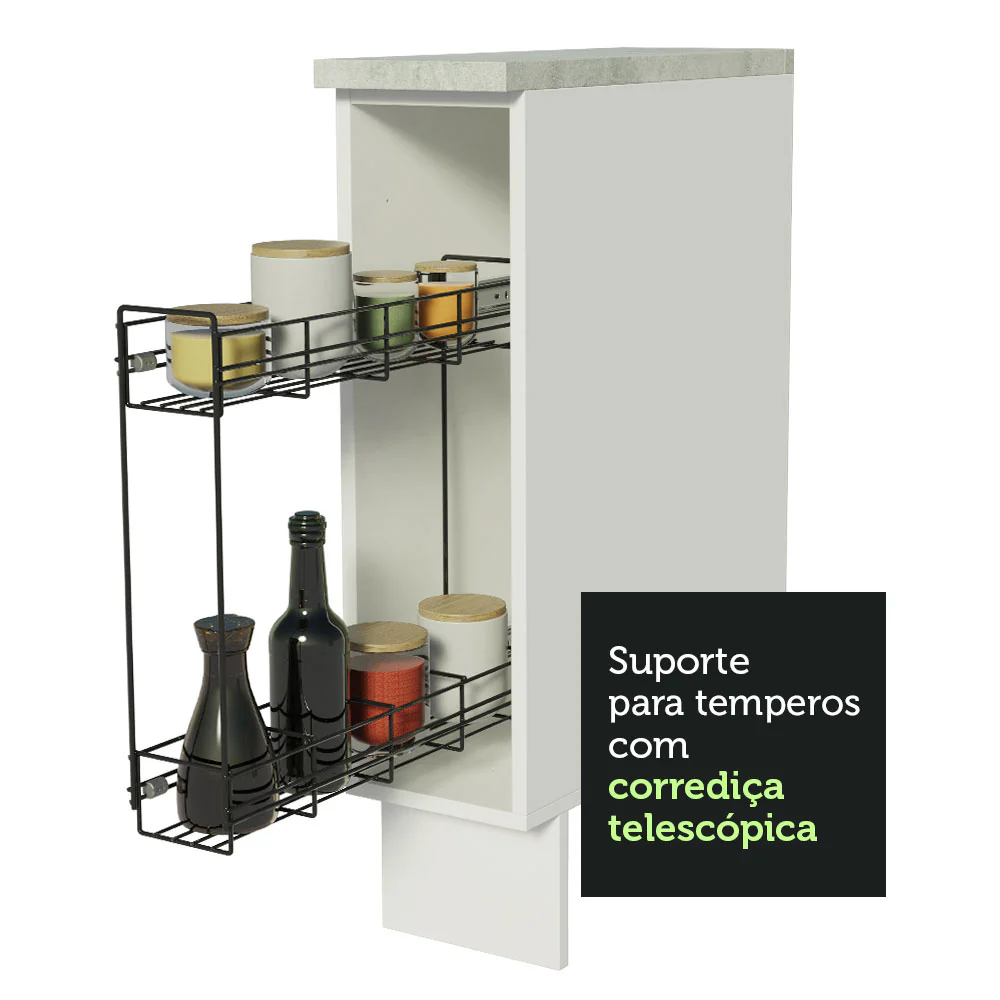 Balcão Porta-Temperos 20 x 60 cm (Com Tampo) para Cozinhas Branco Madesa - Image 5
