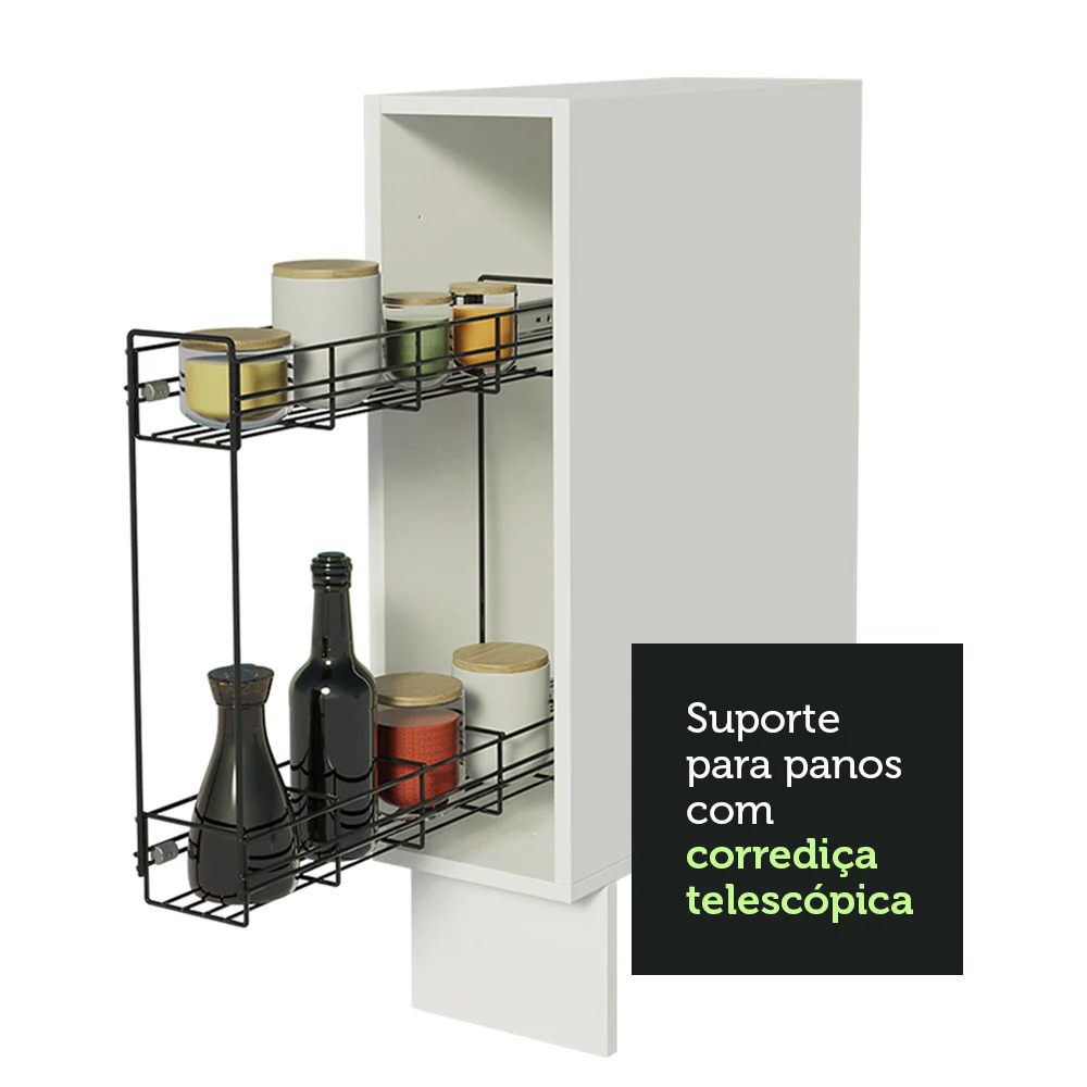 Balcão Porta-Temperos 20 x 60 cm (Sem Tampo) para Cozinhas Branco Madesa - Image 5