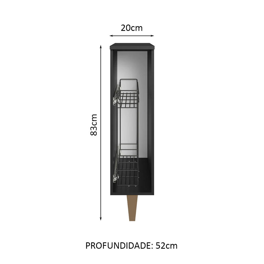 Balcão Porta-Temperos Preto Reims Madesa - Image 2