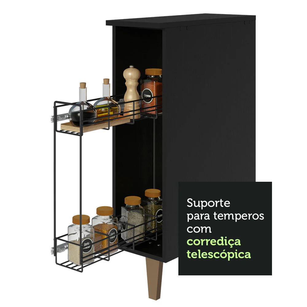 Balcão Porta-Temperos Preto Reims Madesa - Image 7