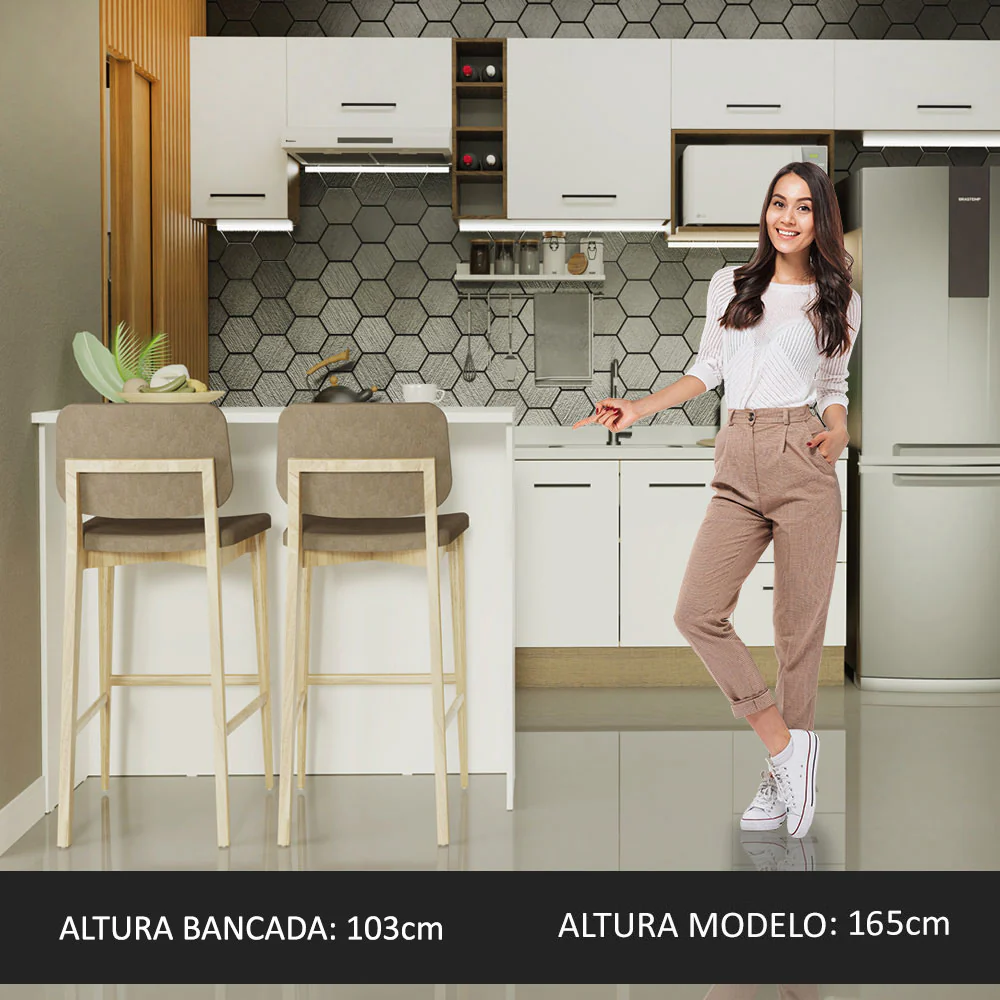 Bancada Ilha para Cozinha 120 cm Branco Madesa - Image 4
