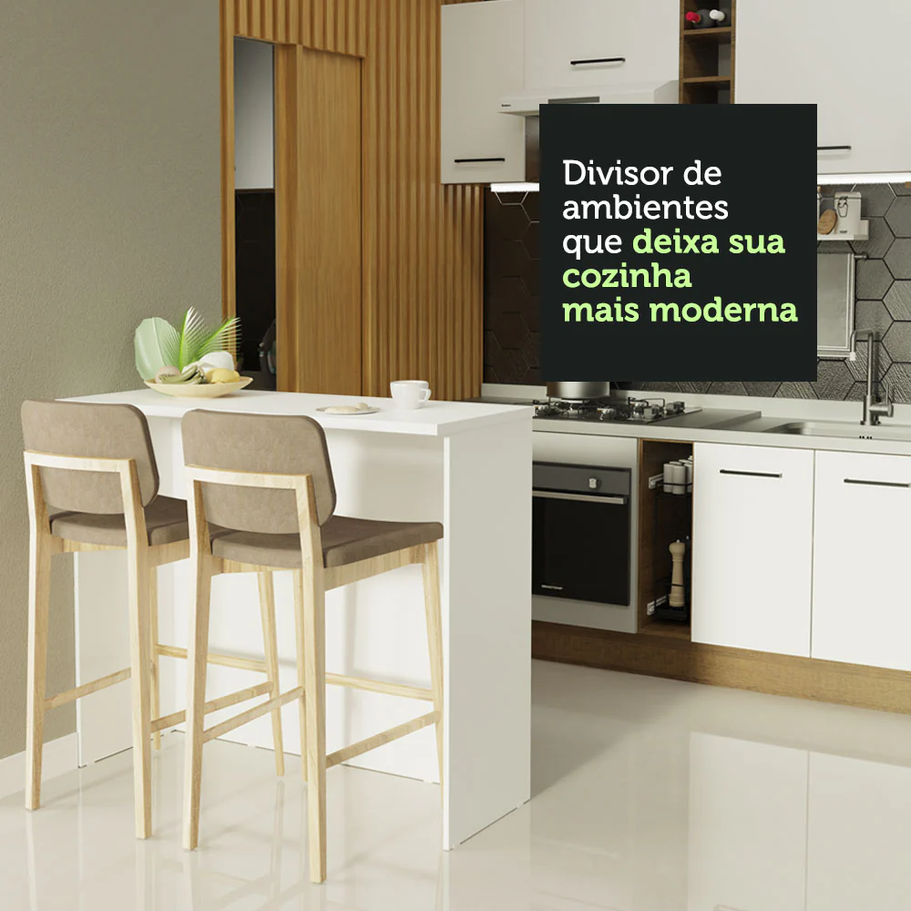 Bancada Ilha para Cozinha 120 cm Branco Madesa - Image 5