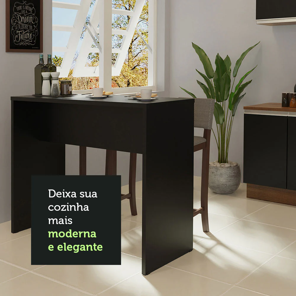 Bancada para Cozinha Madesa 115 cm Preto - Image 6