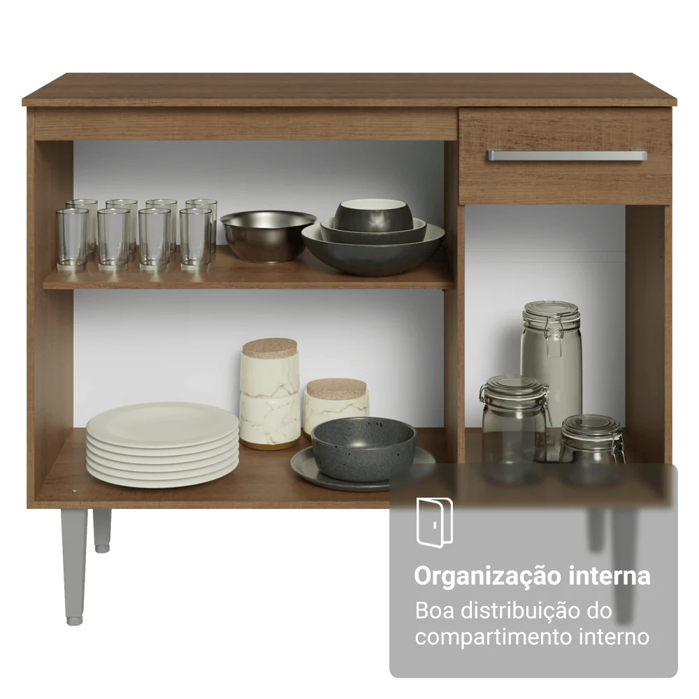 Buffet Aparador 105cm 3 Portas e 1 Gaveta Rustic Madesa - Image 7