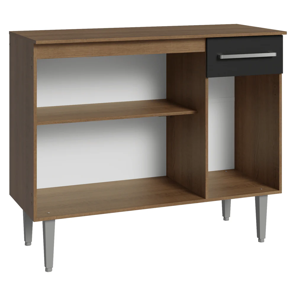 Buffet Aparador 105cm 3 Portas e 1 Gaveta Rustic/Preto Madesa - Image 5
