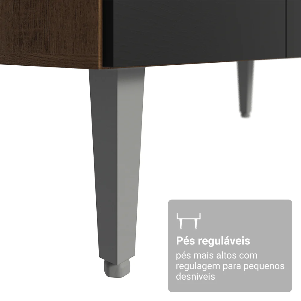 Buffet Aparador 105cm 3 Portas e 1 Gaveta Rustic/Preto Madesa - Image 8