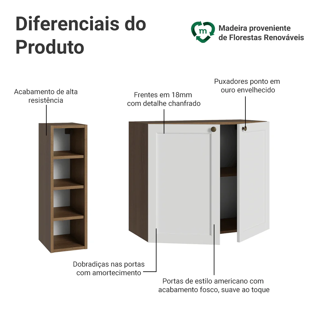 Buffet Aparador com Adega 100cm 2 Portas Rustic/Branco Vik Madesa 16 - Image 3