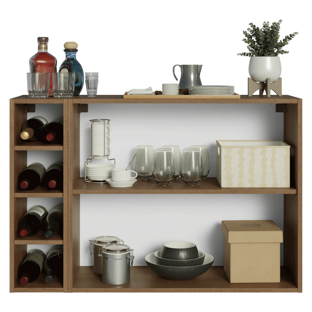 Buffet Aparador com Adega 100cm 2 Portas Rustic/Branco Vik Madesa 16 - Image 4