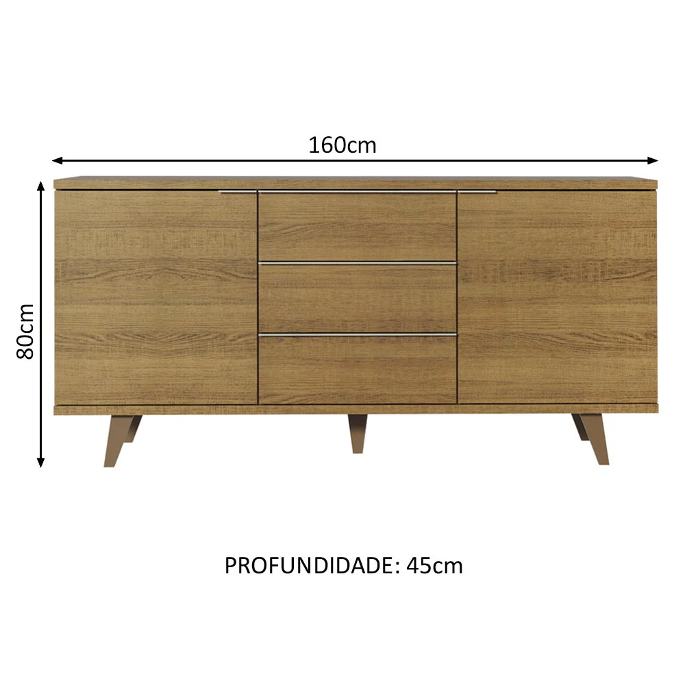 Buffet Aparador Madesa 3 Gavetas e 2 Portas com Pés Rustic - Image 3