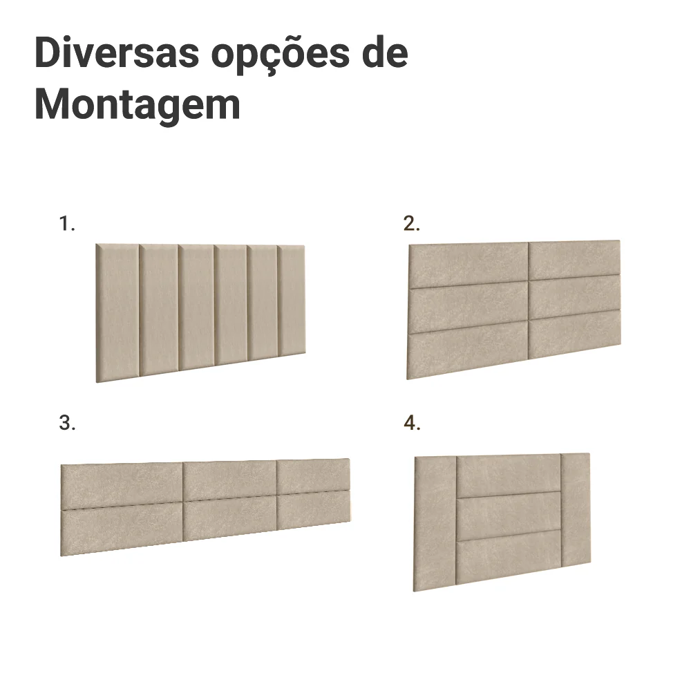Cabeceira Estofada Modular Kit 6 Peças para Camas de Solteiro Imperial Madesa - Image 4