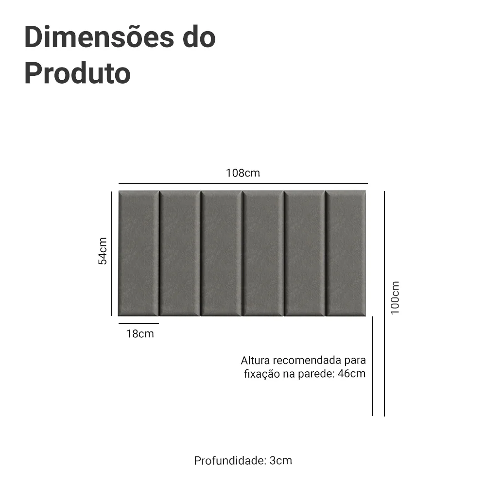 Cabeceira Estofada Modular Kit 6 Peças para Camas de Solteiro Silver Madesa - Image 3