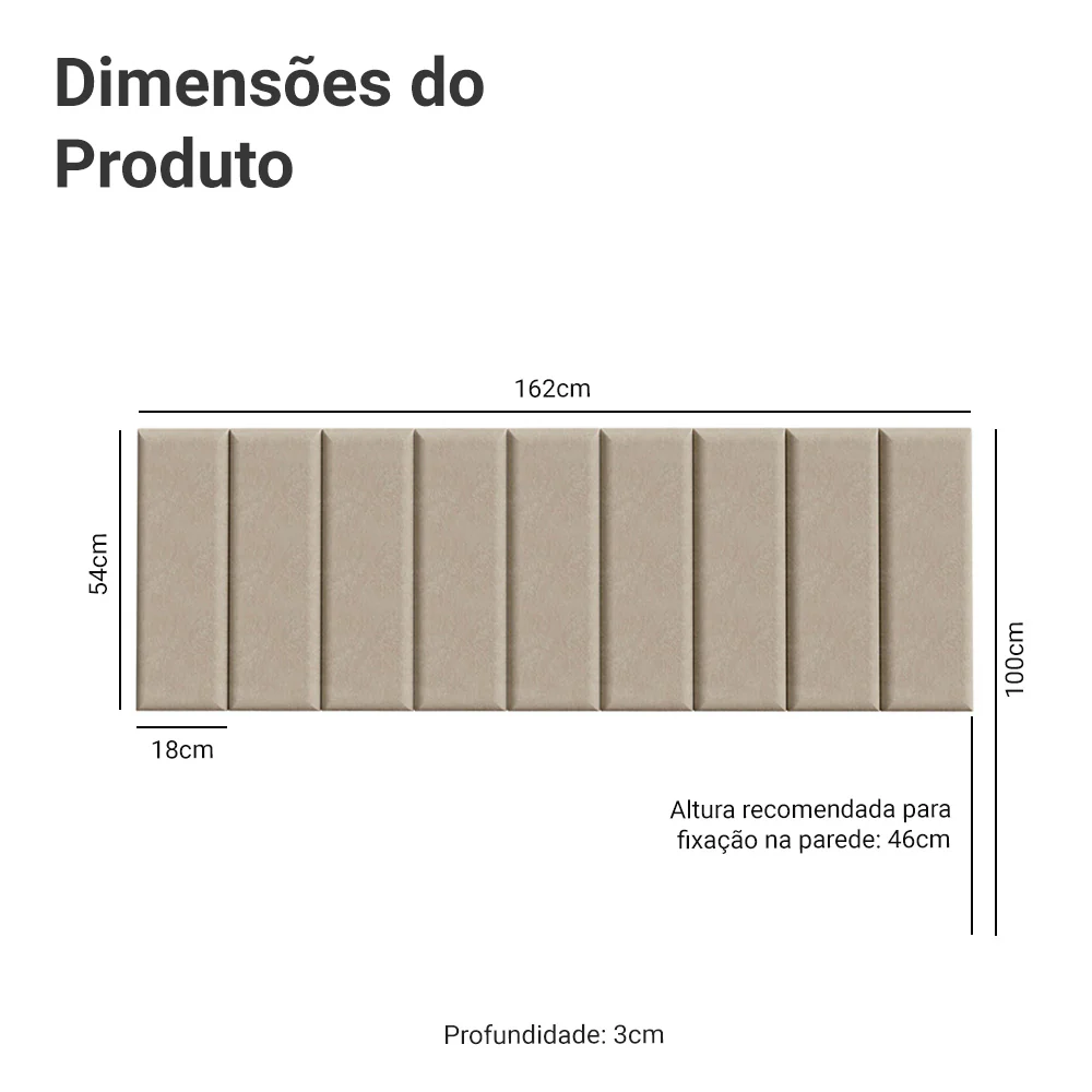 Cabeceira Estofada Modular Kit 9 Peças para Camas até Casal/Queen Imperial Madesa - Image 3