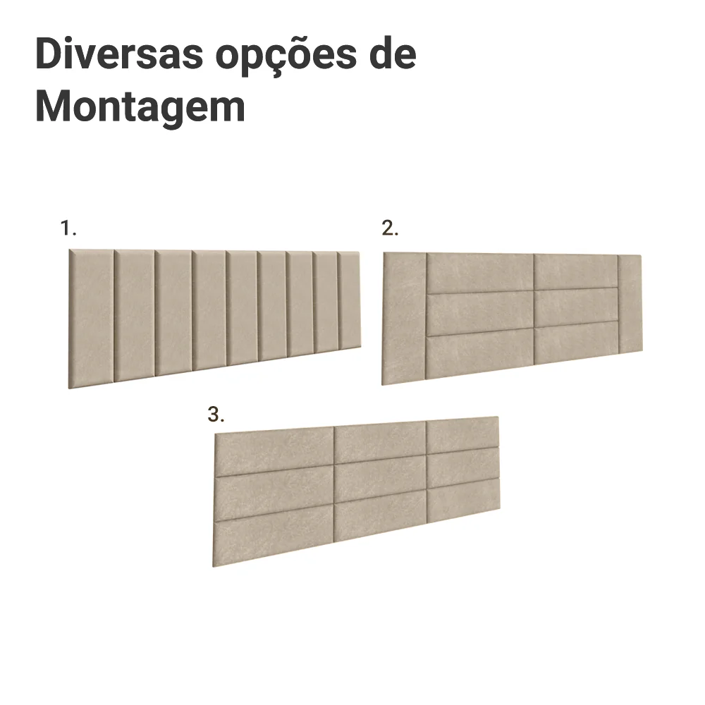 Cabeceira Estofada Modular Kit 9 Peças para Camas até Casal/Queen Imperial Madesa - Image 4