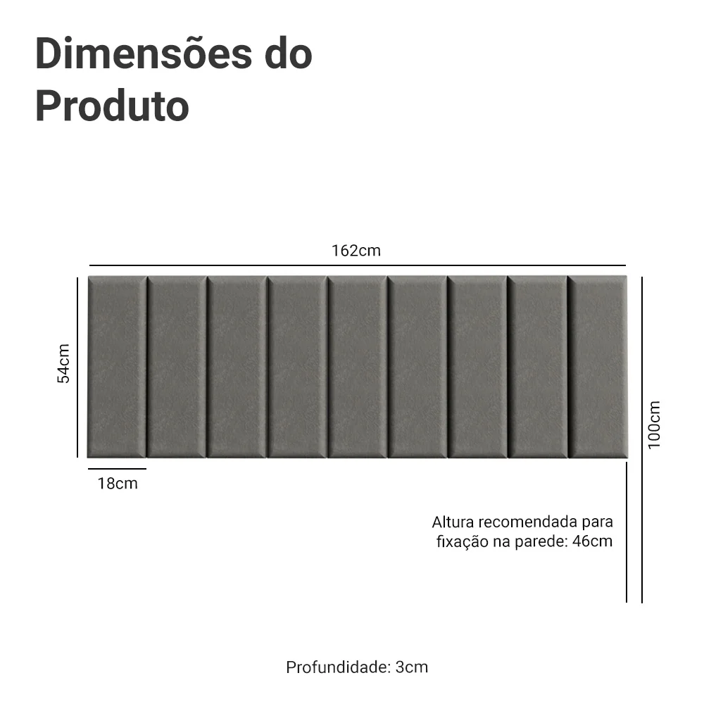 Cabeceira Estofada Modular Kit 9 Peças para Camas até Casal/Queen Silver Madesa - Image 3
