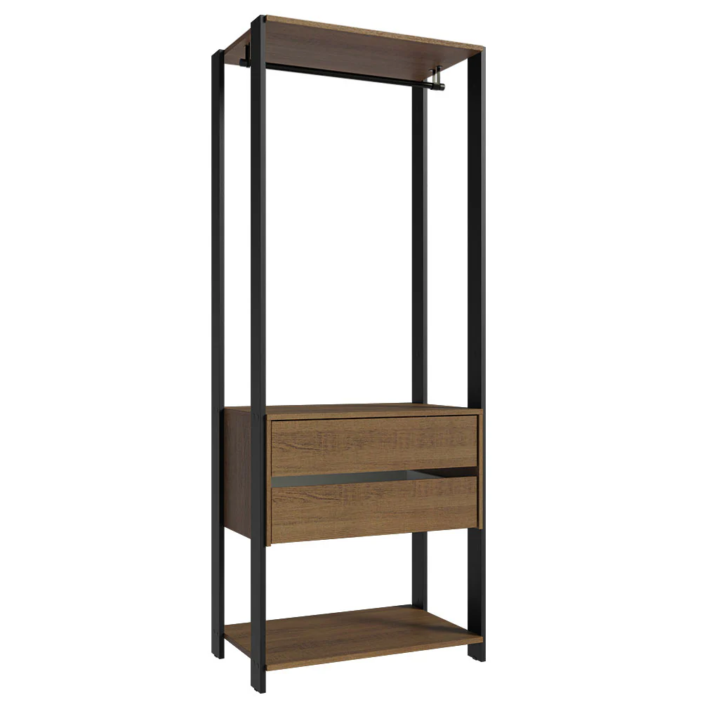 Guarda-Roupa Closet Modulado 2 Gavetas 70cm Rustic/Preto Madesa Valencia - Image 2