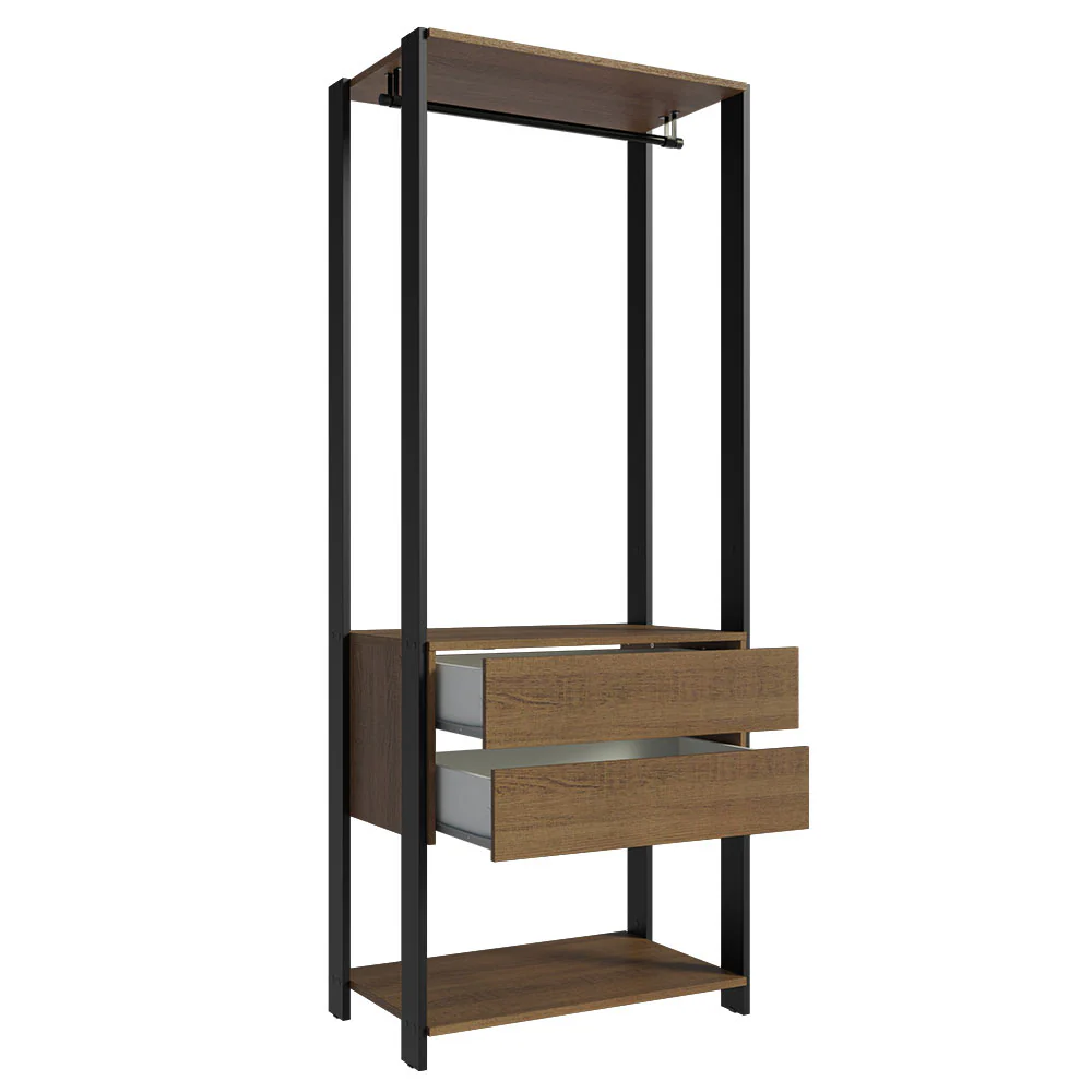 Guarda-Roupa Closet Modulado 2 Gavetas 70cm Rustic/Preto Madesa Valencia - Image 7