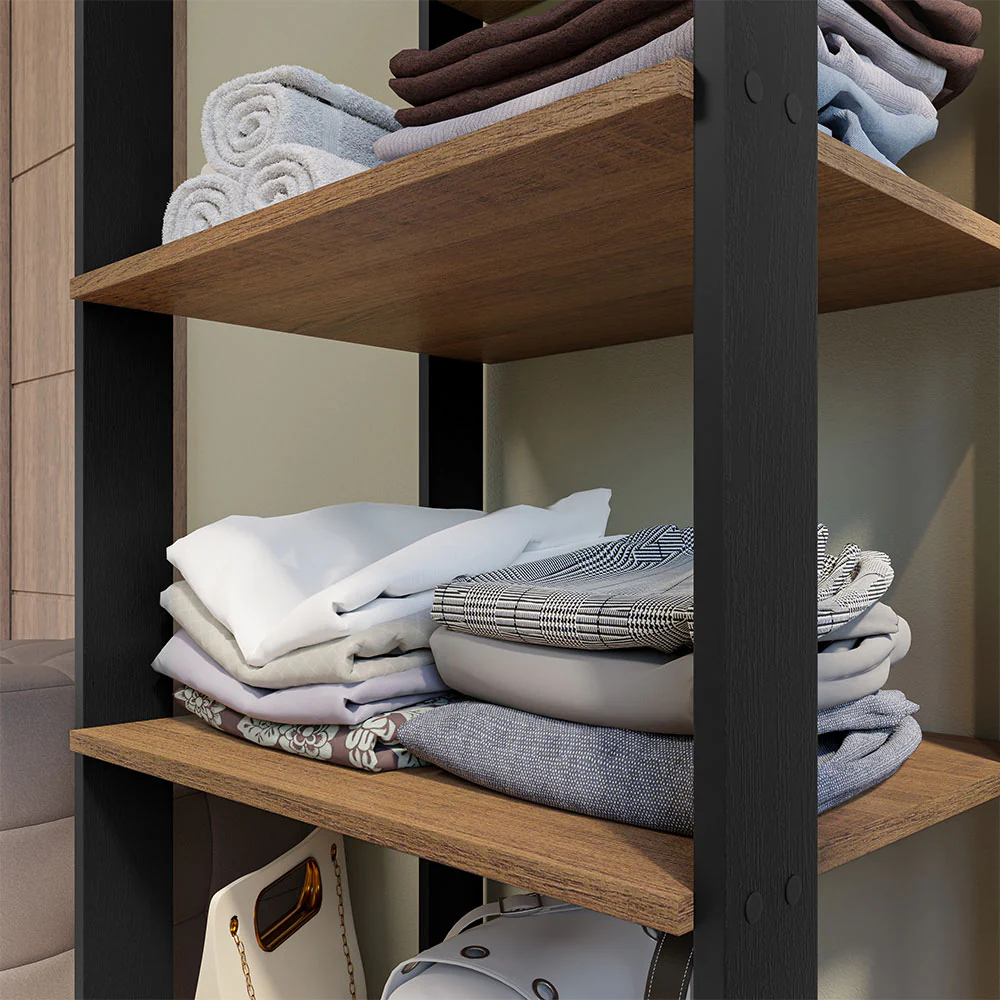Guarda-Roupa Closet Modulado Valencia 59cm Rustic/Preto Madesa - Image 5