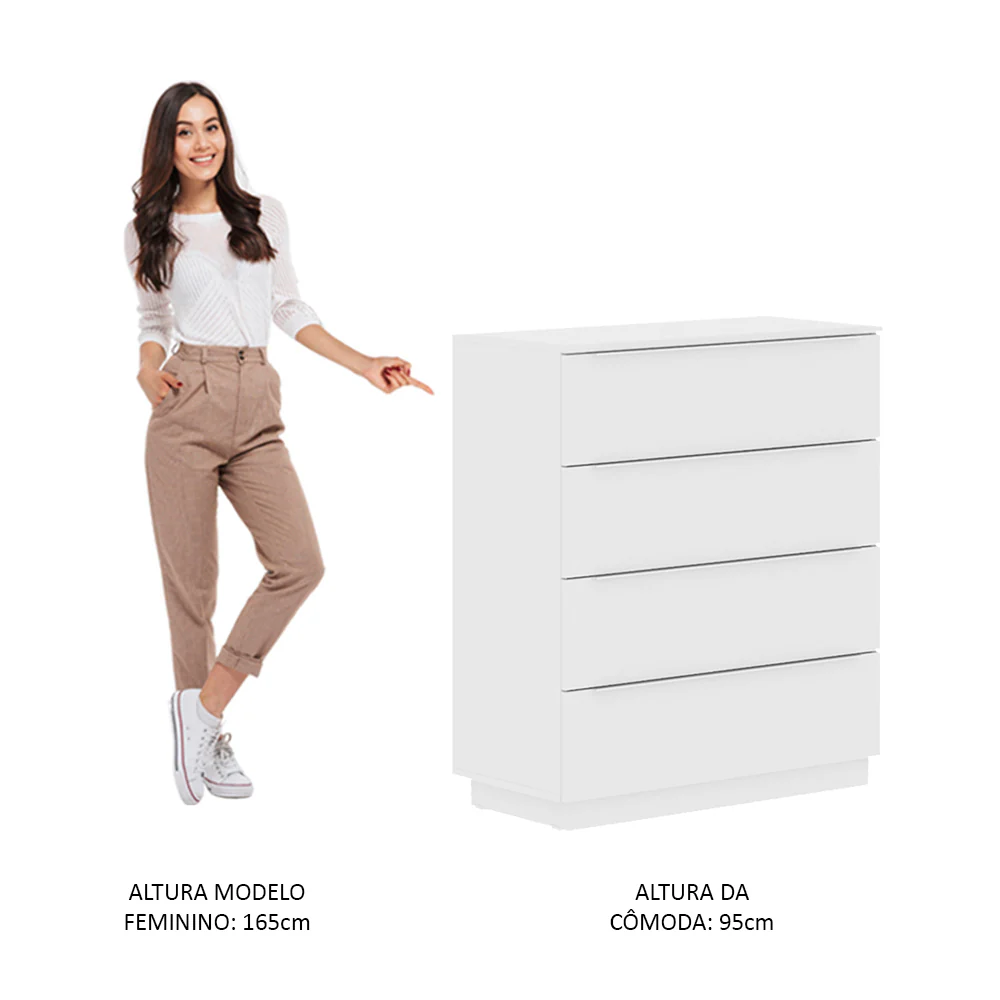 Comoda Madesa 4 Gavetas Branco - Image 4